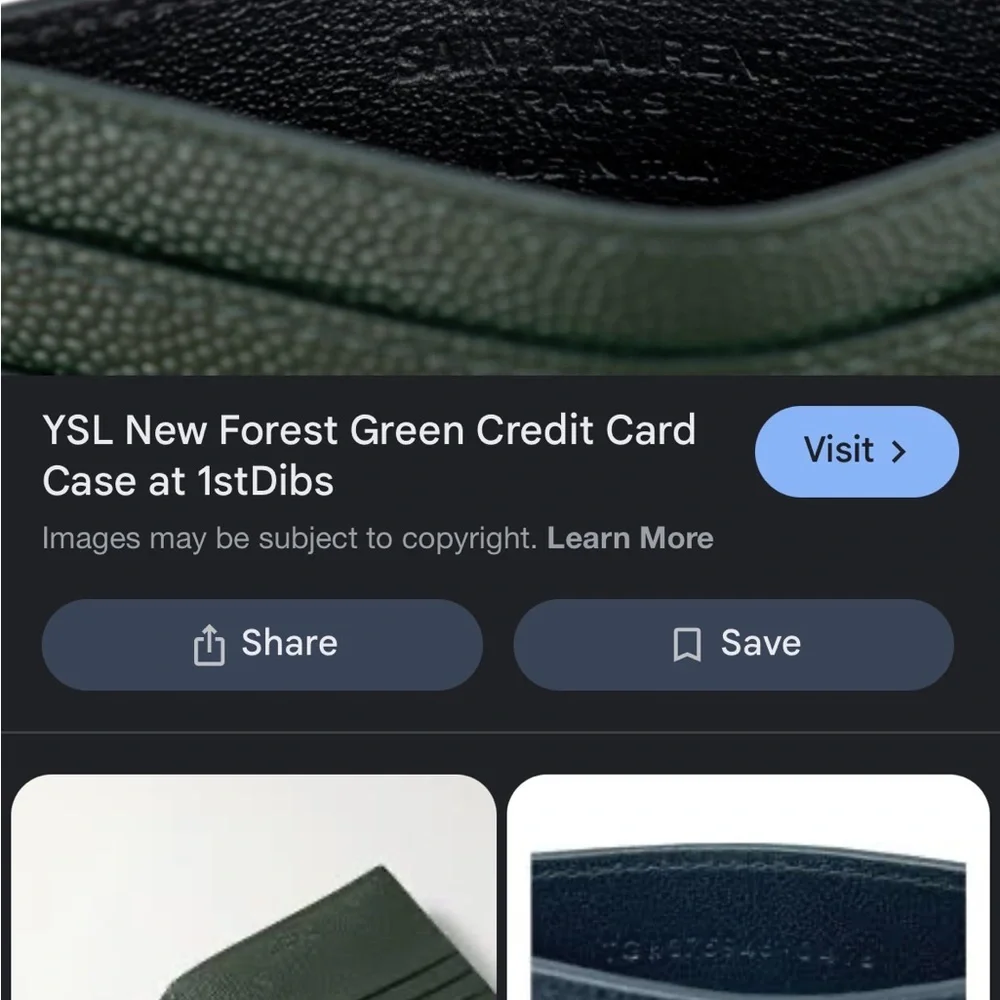 Saint Laurent Dark Green Key Card Holder Minimalist Design